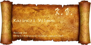 Kazinczi Vilmos névjegykártya